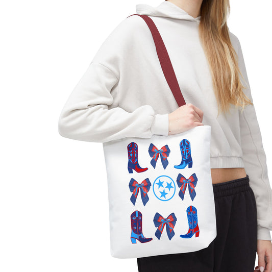 Tote Bag - Tennessee Titans Coquette Bow Design - Titan Up NFL Game Day Gift Nashville TN