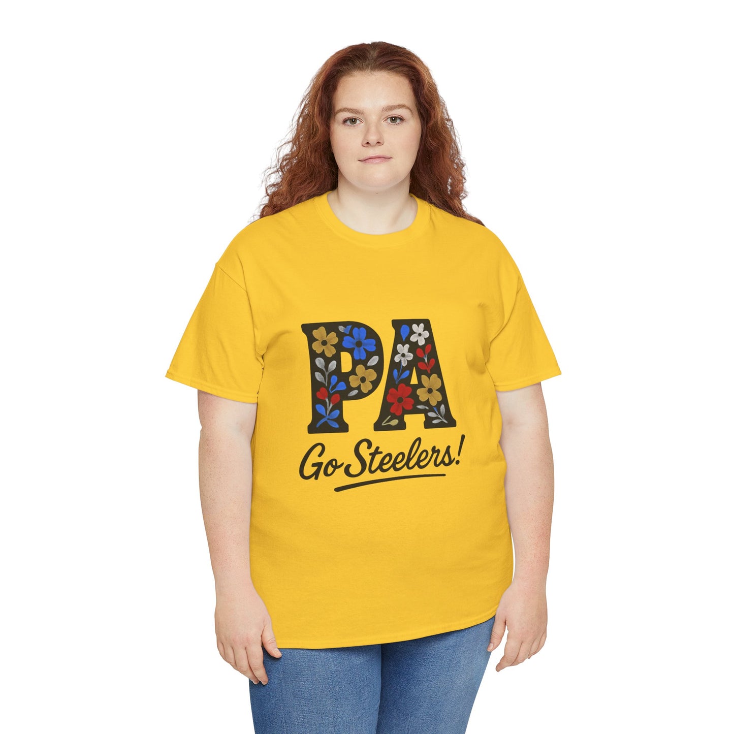 Sports Fan Tee - Floral PA Go Steelers Unisex Heavy Cotton Tee