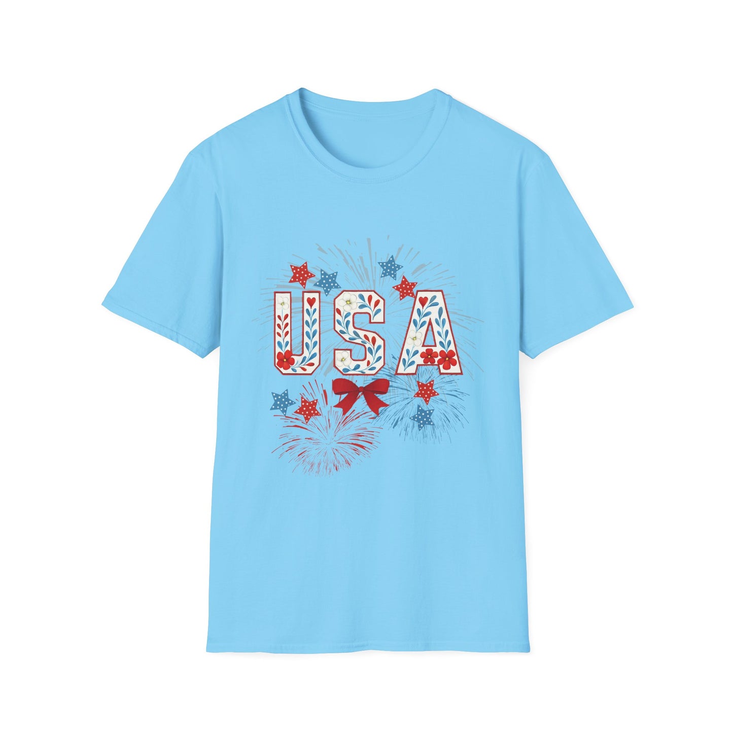 Patriotic USA Fireworks T-Shirt, 4th of July Tee, Unisex Graphic Shirt, Independence Day Apparel, Stars and Stripes Clothing