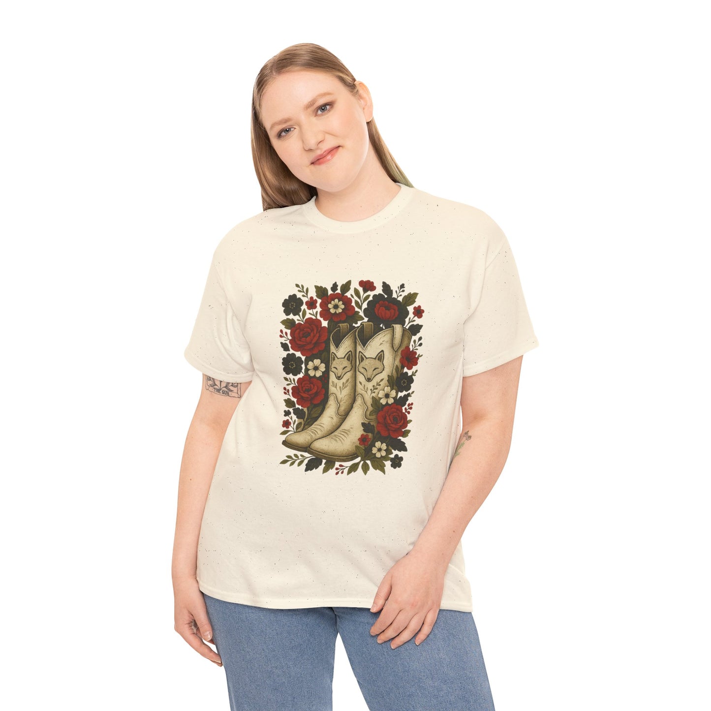 AR State Red Wolves Vintage Floral Cowboy Boots Tee