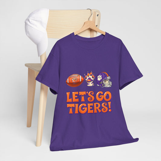 Unisex Heavy Cotton Tee - Let's Go Tigers! Sports Fan Tee, Game Day Shirt, Tailgate Apparel, Team Pride Top, College Football Gear