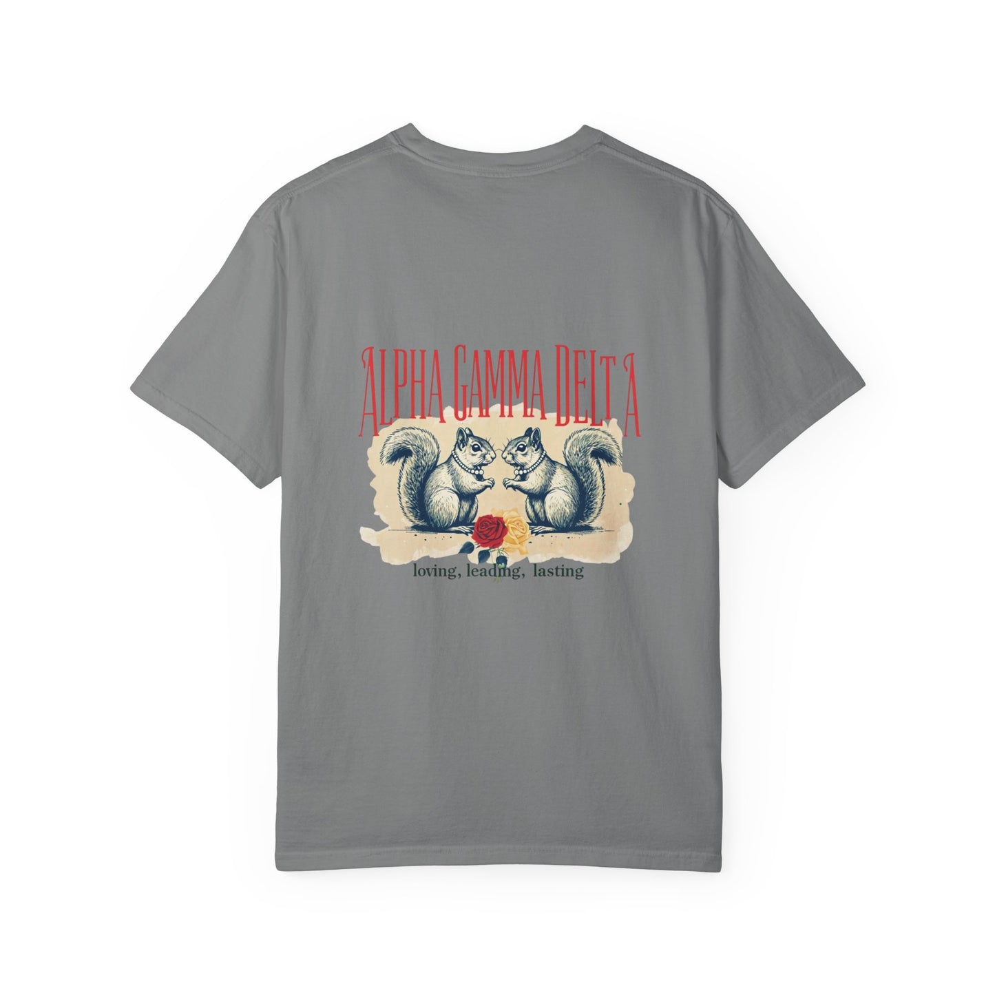 AGD Charming Sorority T-Shirt, Squirrel Design, Unisex Apparel, Perfect Gift, Casual Wear, College Life, Greek Life, Fraternity Events