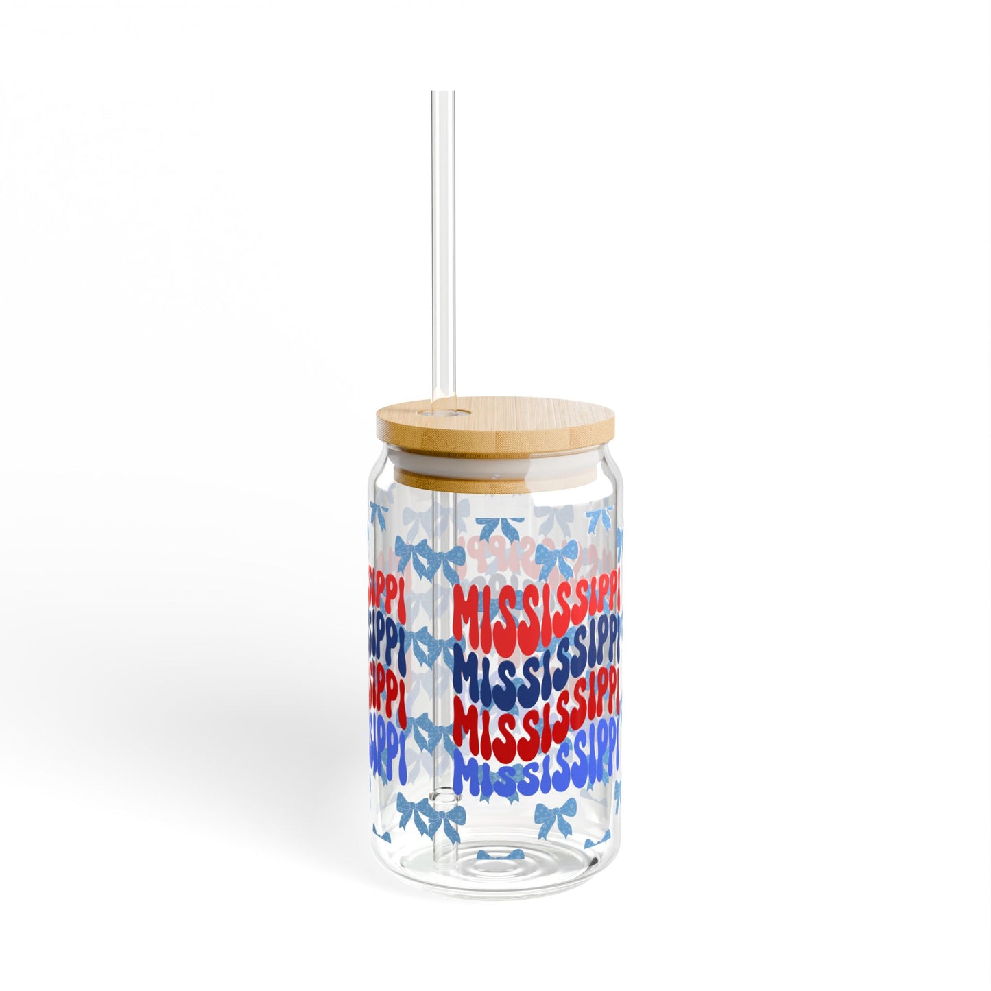 Coquette Bow Mississippi Sipper Glass, Hotty Toddy Game Day, Graduation Gift, College Student Gift, Oxford Mississippi, Tailgate Gift