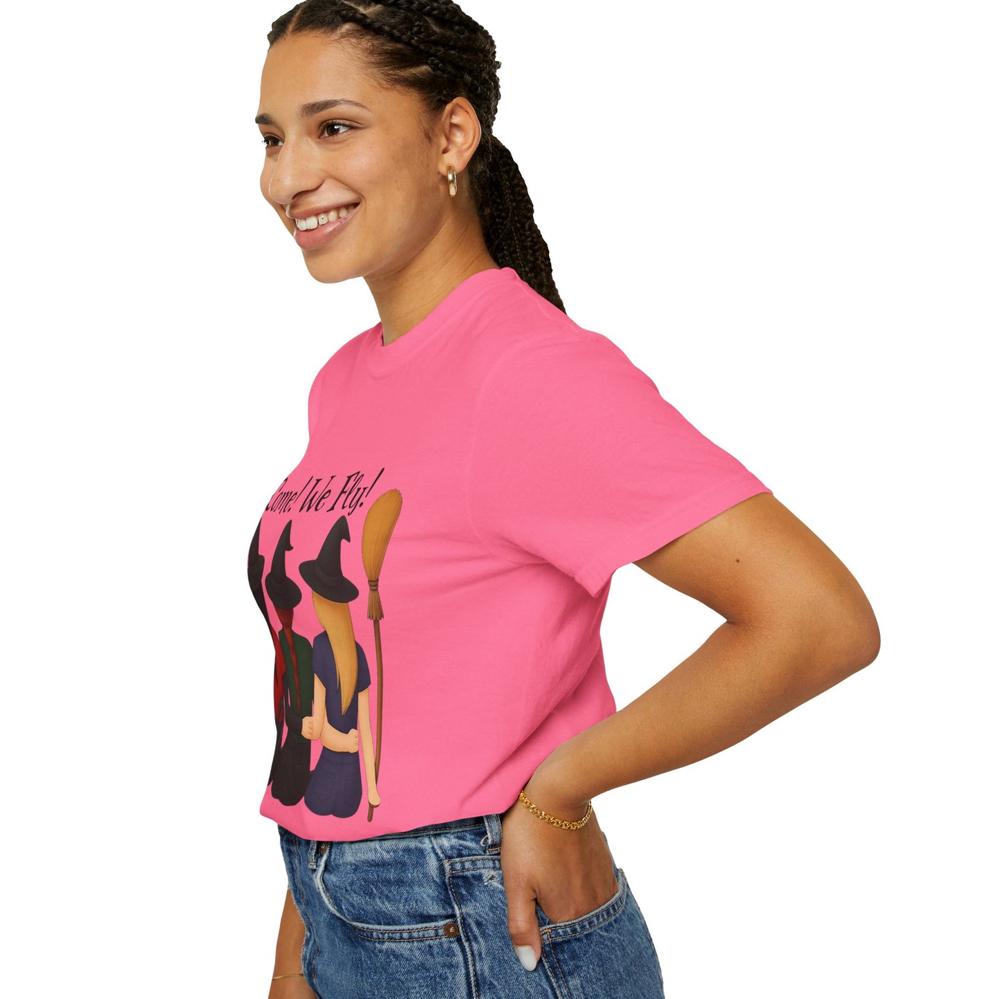 Witchy Halloween T-shirt - Come We Fly Unisex Garment-Dyed Tee