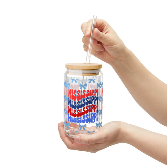 Coquette Bow Mississippi Sipper Glass, Hotty Toddy Game Day, Graduation Gift, College Student Gift, Oxford Mississippi, Tailgate Gift