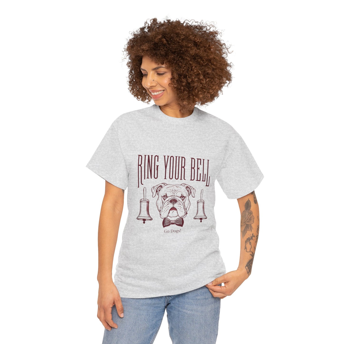Dog Lover's Unisex Heavy Cotton Tee | 'Ring Your Bell' Shirt, Bulldog Tee, Pet Owner Gift, Funny Dog Apparel, Casual Wear