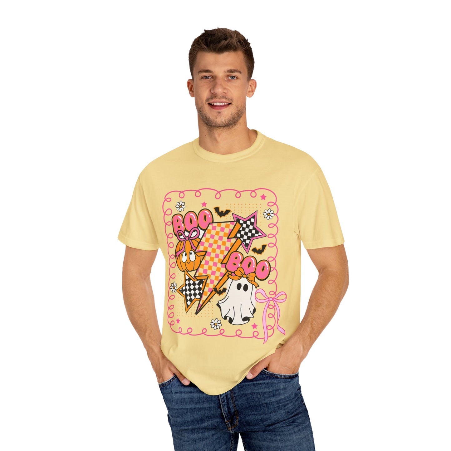 Retro Design Orange & Pink Unisex Halloween T-Shirt