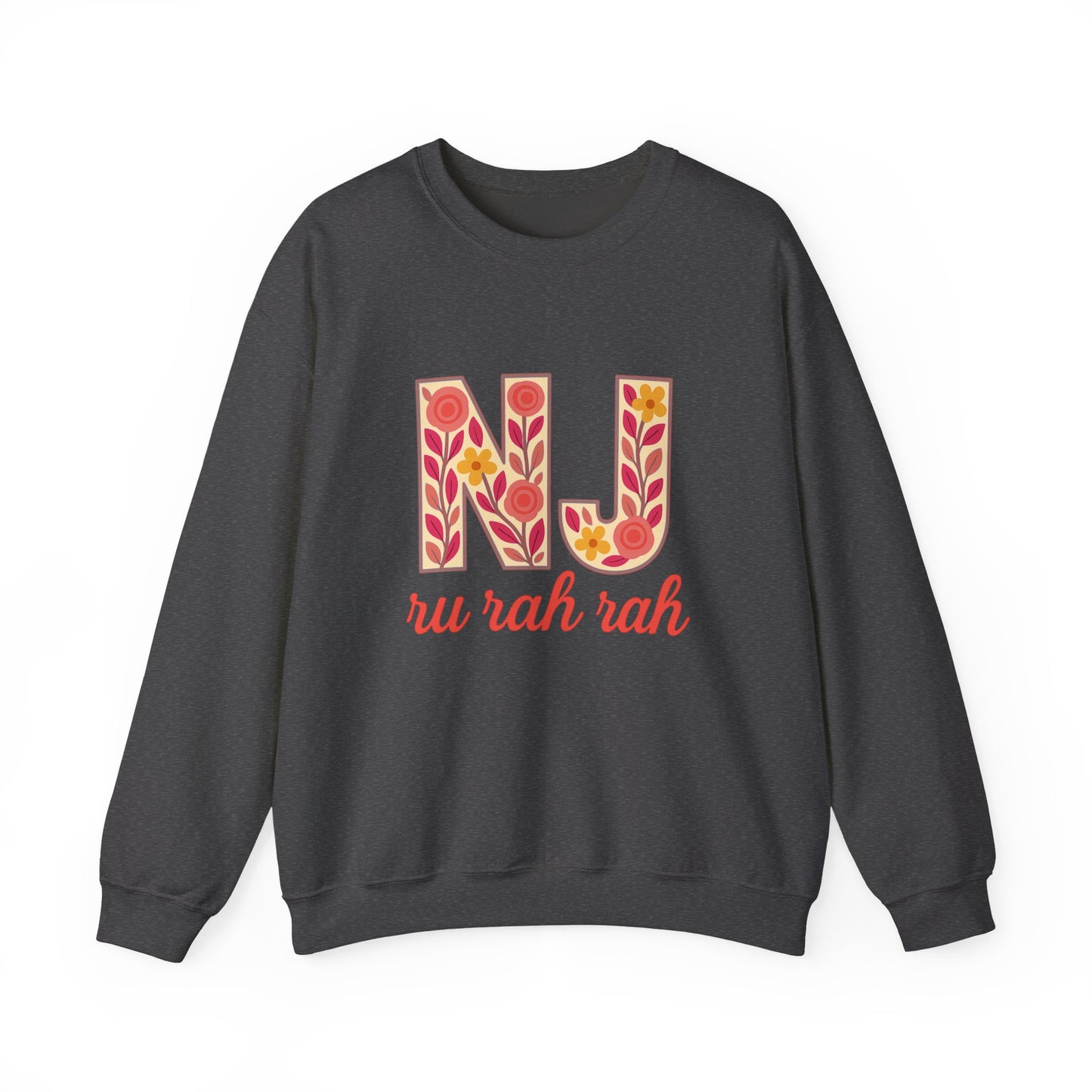 NJ Floral Pattern Crewneck Sweatshirt, Cozy Jersey, Casual Layer, Unique Gift, Fall Fashion, Unisex Apparel