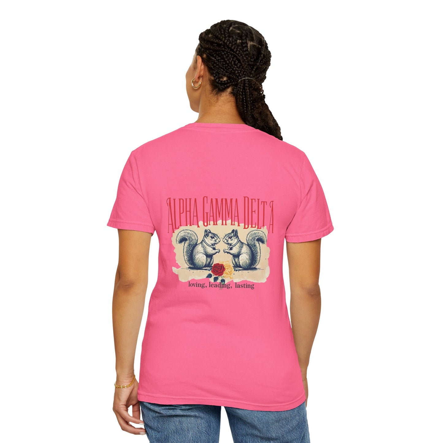 AGD Charming Sorority T-Shirt, Squirrel Design, Unisex Apparel, Perfect Gift, Casual Wear, College Life, Greek Life, Fraternity Events