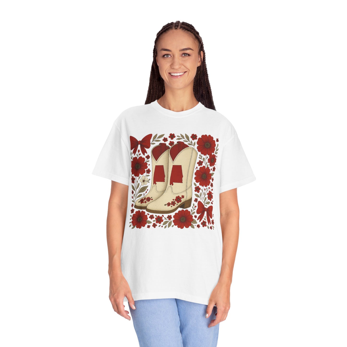 Vintage Cowboy Boots Floral Unisex T-shirt - Alabama Fan, Bama Game Day