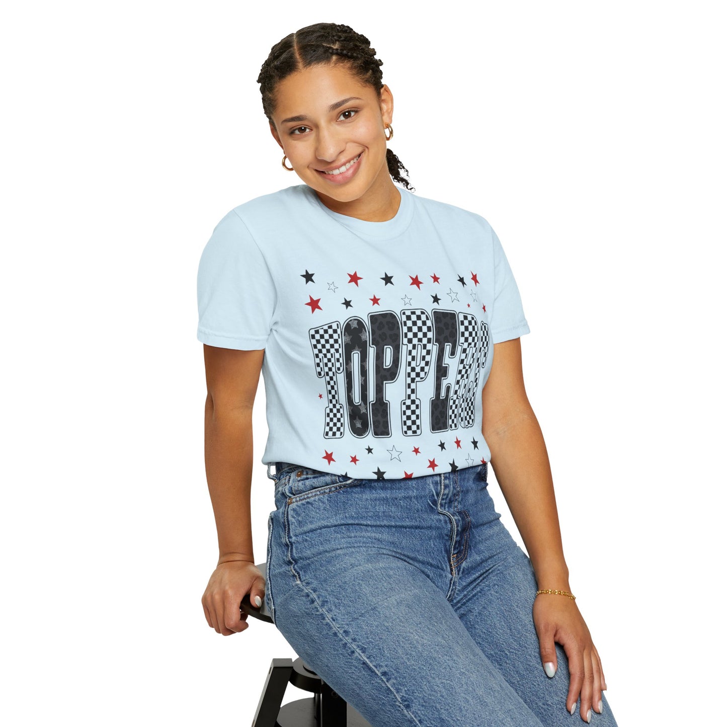 Topper Star and Checker Pattern Graphic Tee