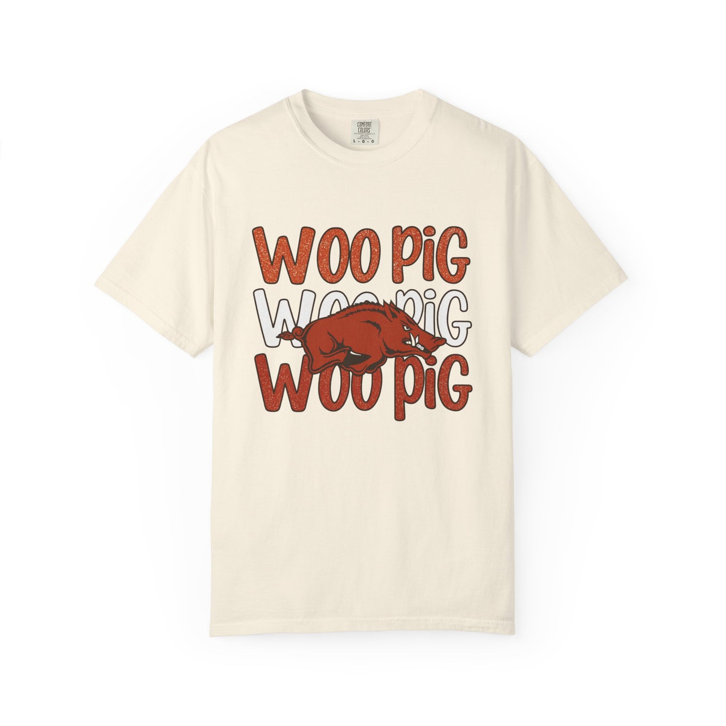 Woo Pig Garment-Dyed T-Shirt, Unisex Tee, Arkansas Pride Shirt, Casual Everyday Wear, College Game Day Tee, Fun Graphic Tee