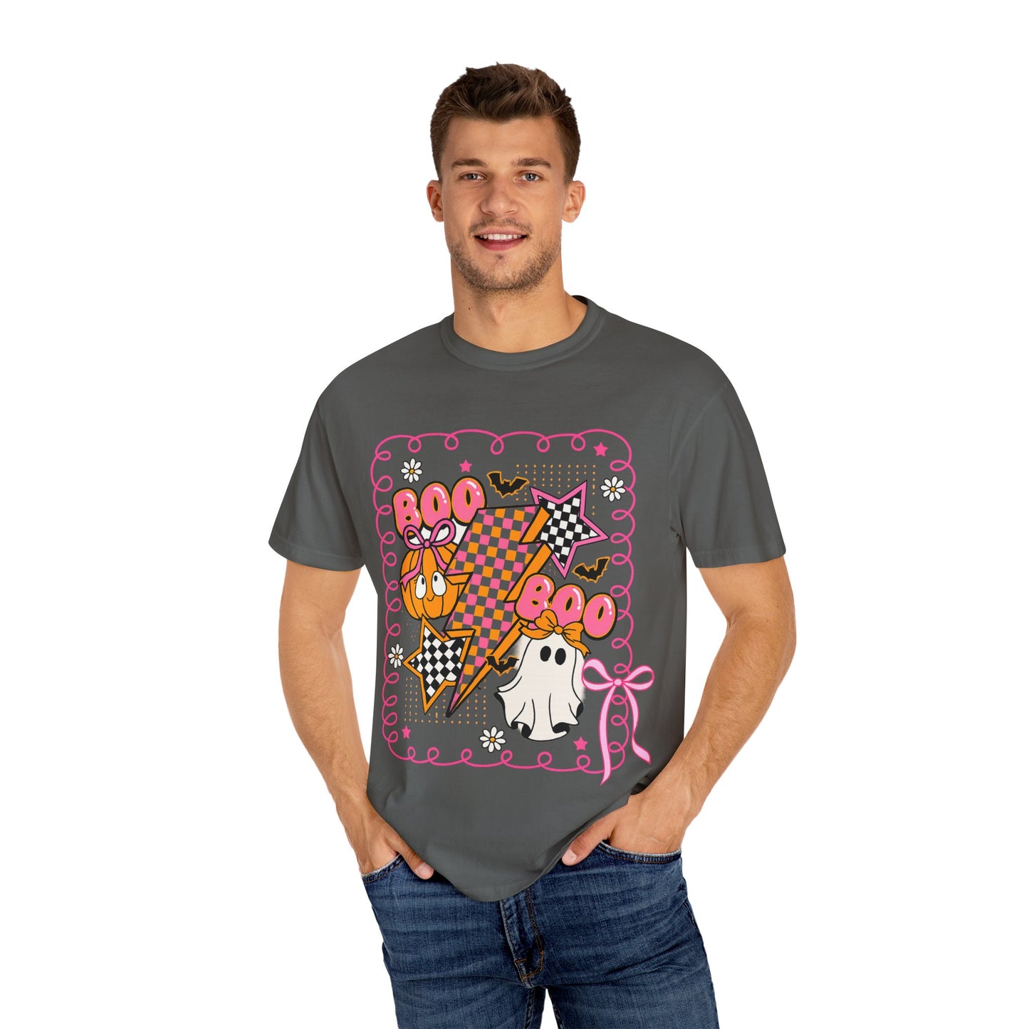Retro Design Orange & Pink Unisex Halloween T-Shirt