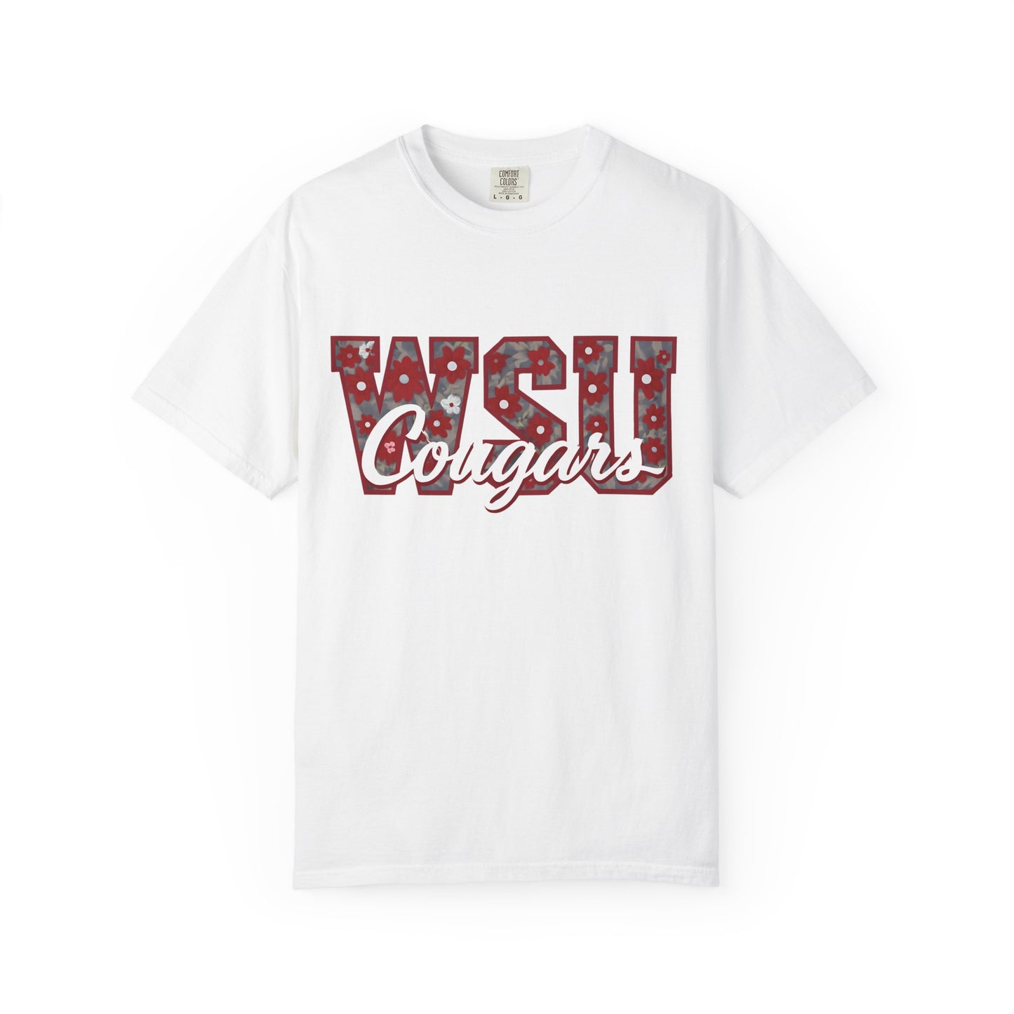 Garment-Dyed T-Shirt with WSU Cougars Design, Casual Wear, College Apparel, Sports Fan Gear, Comfortable Lifestyle Top, WSU Cougars