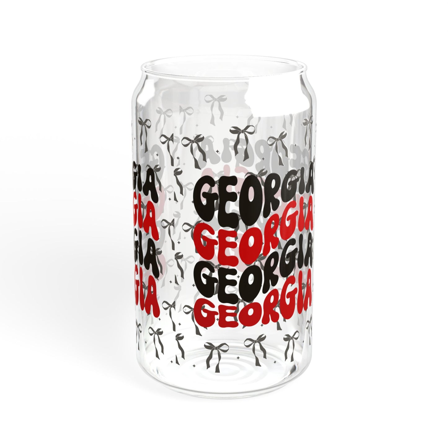 Coquette Bow Georgia Sipper Glass - 16oz | Fun Barware, Summer Drinkware, Trendy Glass, Party Essential, Gift for Georgia Lovers, UGA Game Day, Graduation Gift