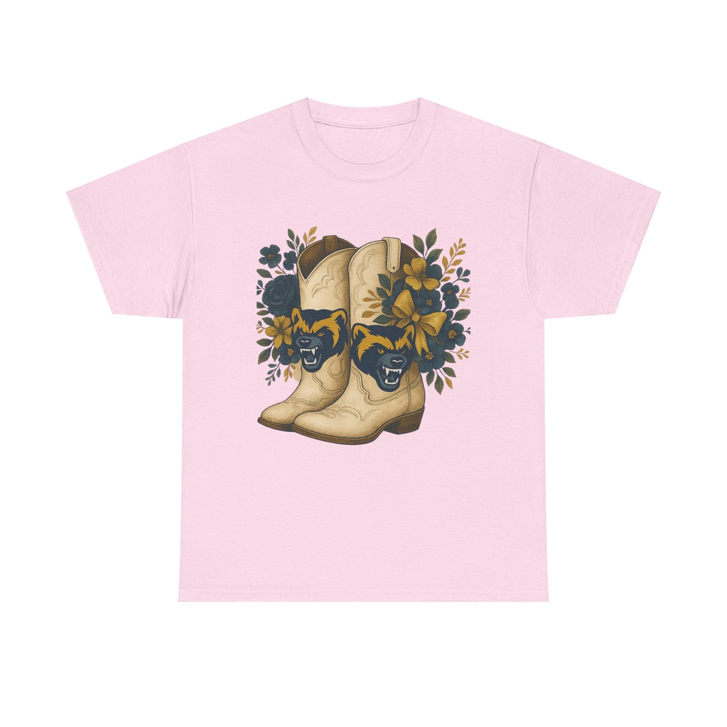 Graphic Tee - Michigan Wolverines Maize and Blue Country Chic Floral Cowboy Boots Vintage Style Shirt