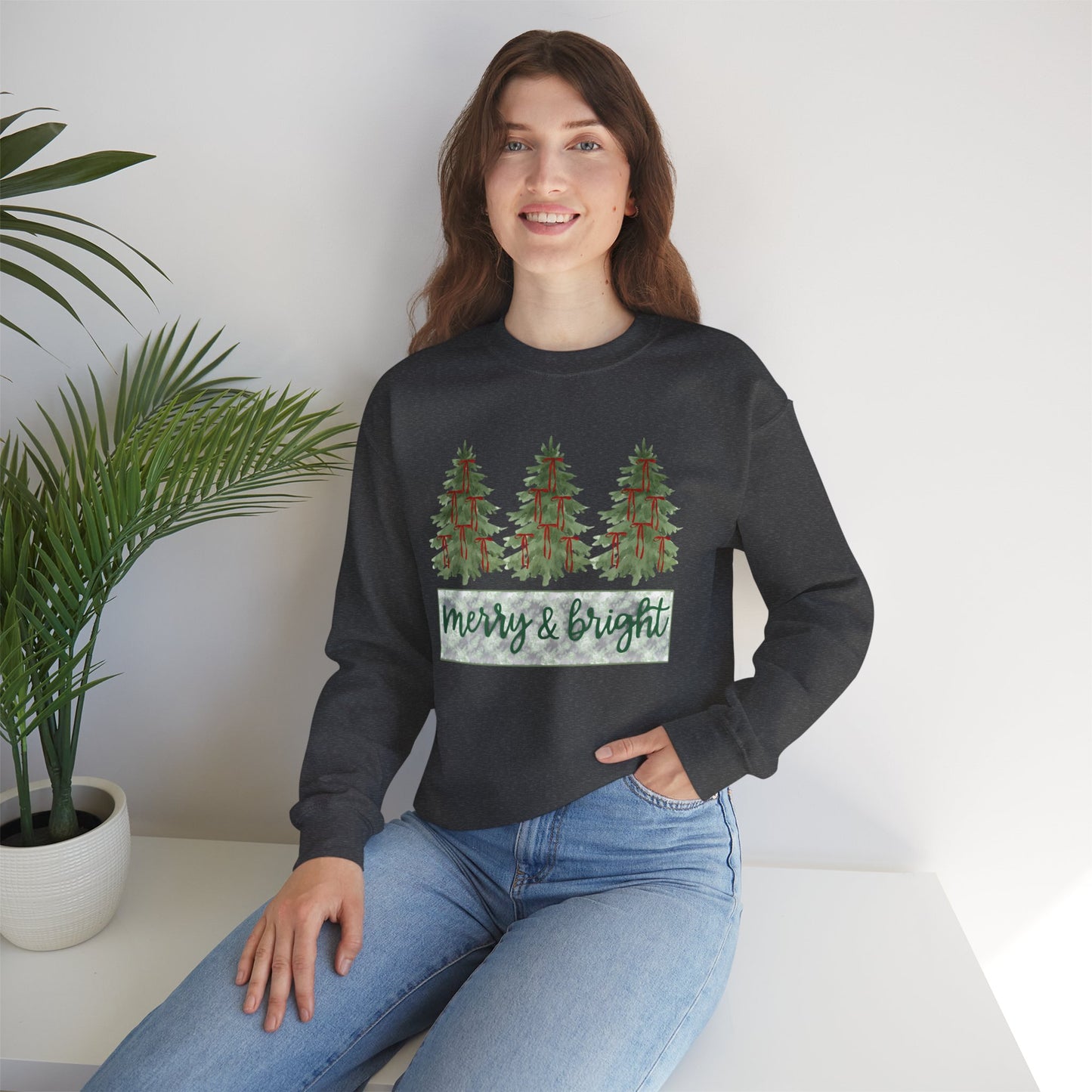 Merry & Bright Crewneck Sweatshirt | Cozy Holiday Gift, Unisex Apparel, Christmas Sweatshirt, Festive Fashion, Winter Wardrobe Essential