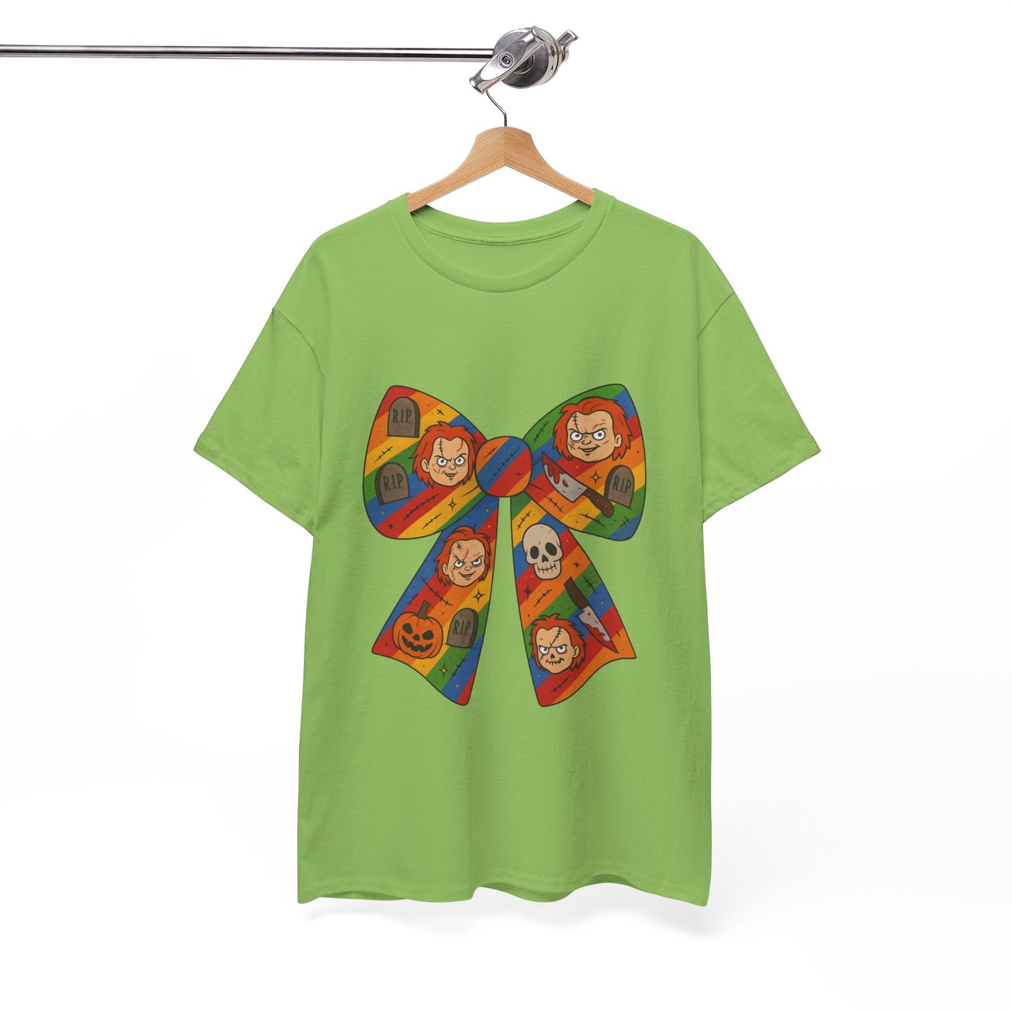 Colorful Halloween Bow Tee, Fun Costume T-Shirt, Halloween Party Shirt, Unisex Graphic Tee, Cozy Everyday Wear, Unique Gift Idea