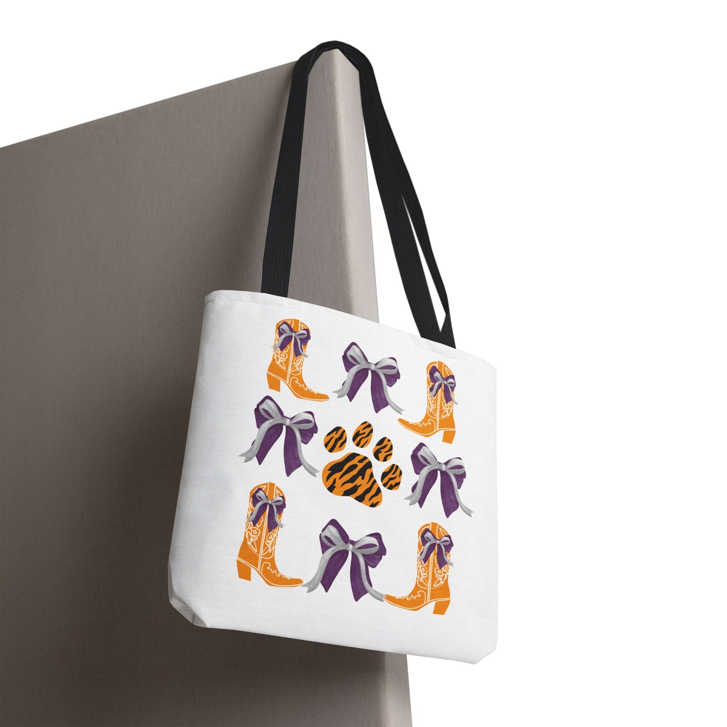 SC Clemson Coquette Bow Tiger Print Tote Bag, Go Tigers, SC Game Day, Clemson, SC, College Student Gift, Graduation Gift, SC Tigers Fan, Clemson Alumni