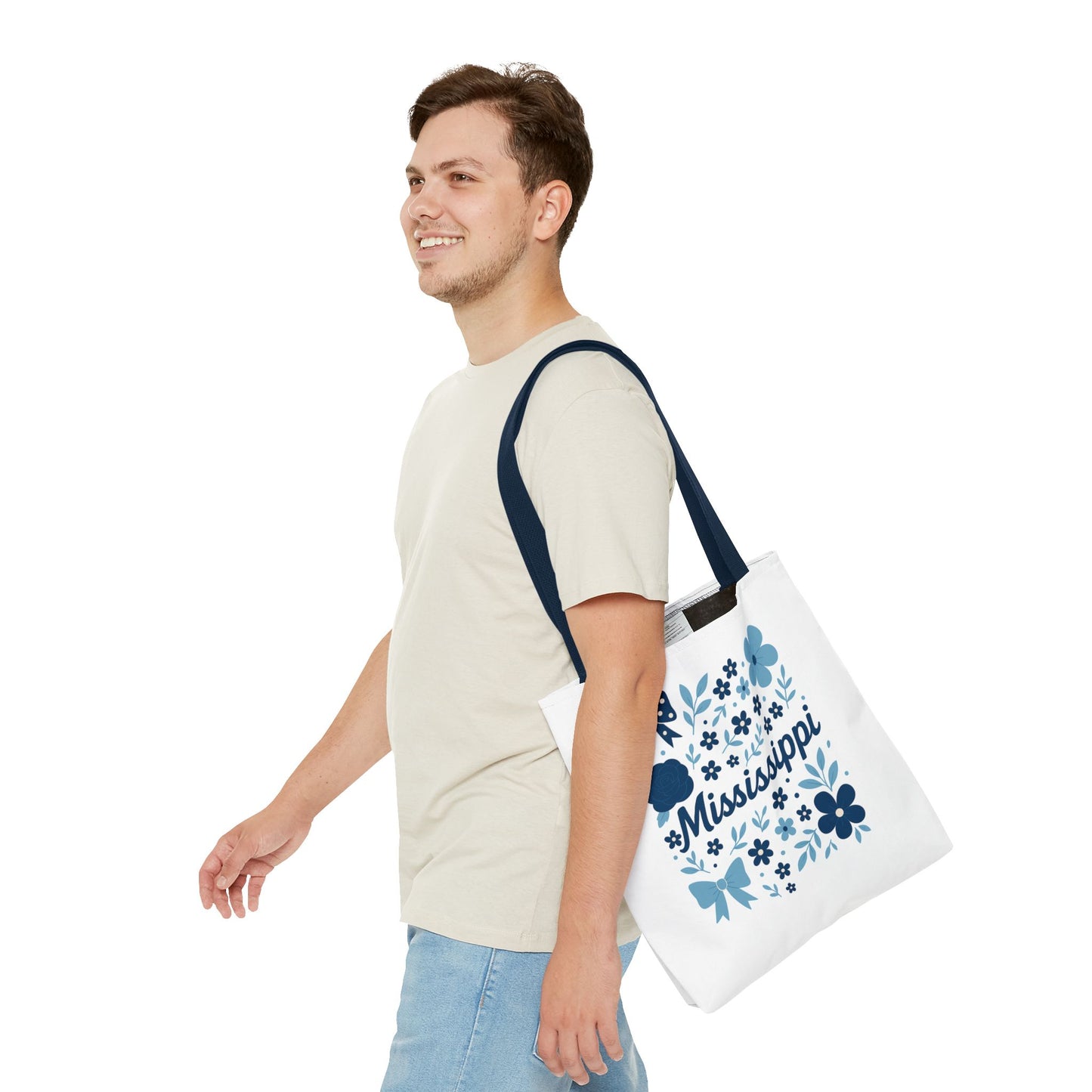 Floral Mississippi Tote Bag | Eco-Friendly Shopping Bag, Beach Tote, Gift for Her, Travel Companion, Custom Flower Design