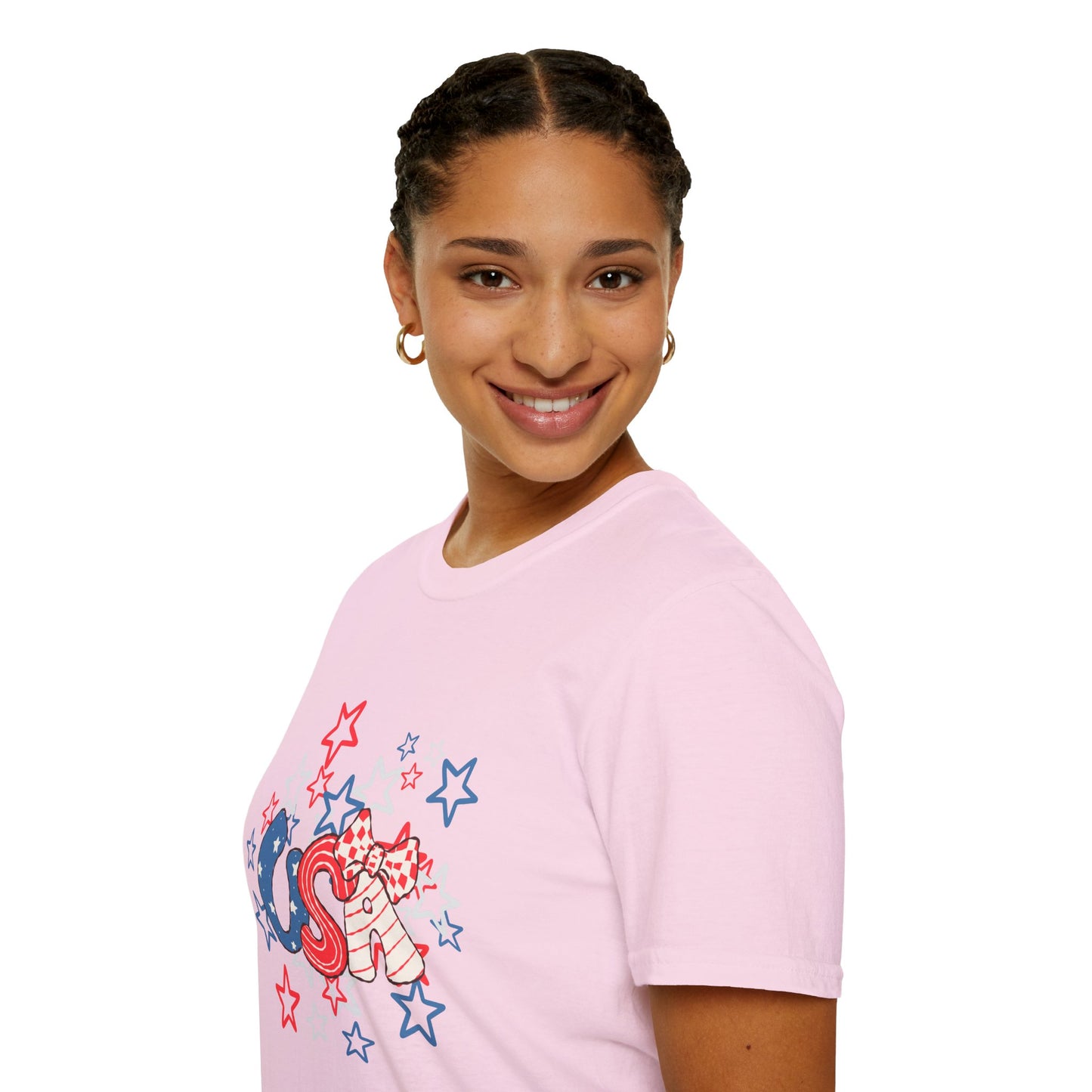 Patriotic Unisex T-Shirt for Independence Day, July 4th Celebration, Star-Patterned Tee, USA Graphic Top, Casual American Apparel