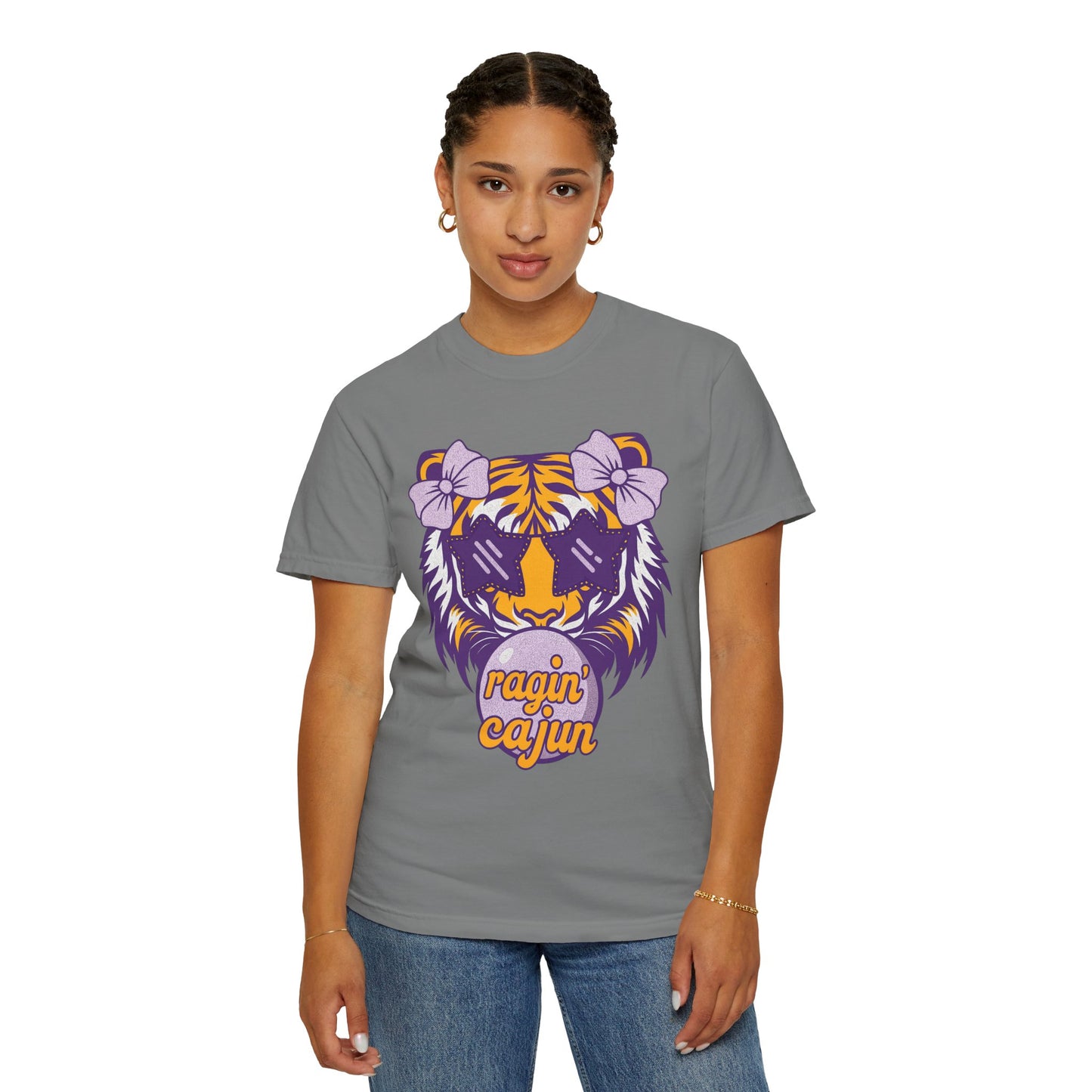 Ragin Cajun Bow Bubble Tiger T-Shirt - Casual Wear and Gift for Animal Lovers