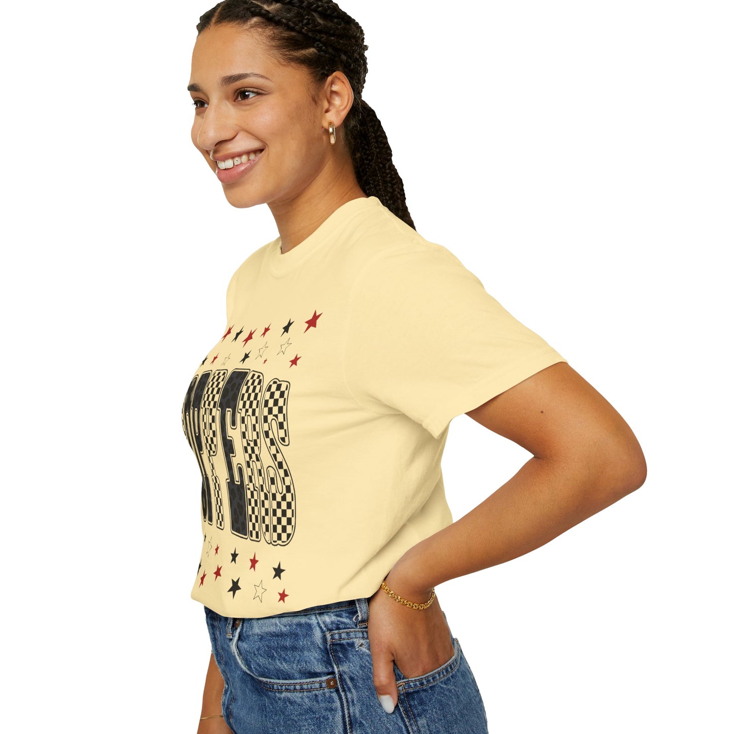 Topper Star and Checker Pattern Graphic Tee
