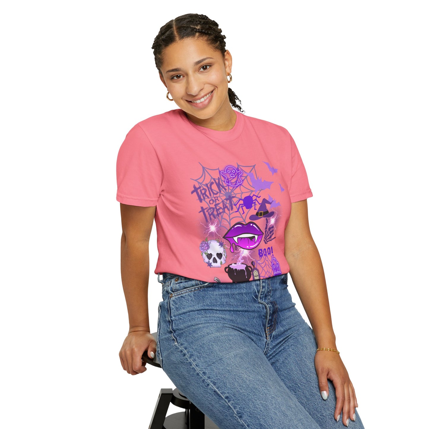 Spooky Purple Vibes Halloween Graphic T-Shirt, Fun Unisex Tee for Spooky Season, Trick or Treat, Boo! Shirt, Halloween Party Wear, Gift Idea