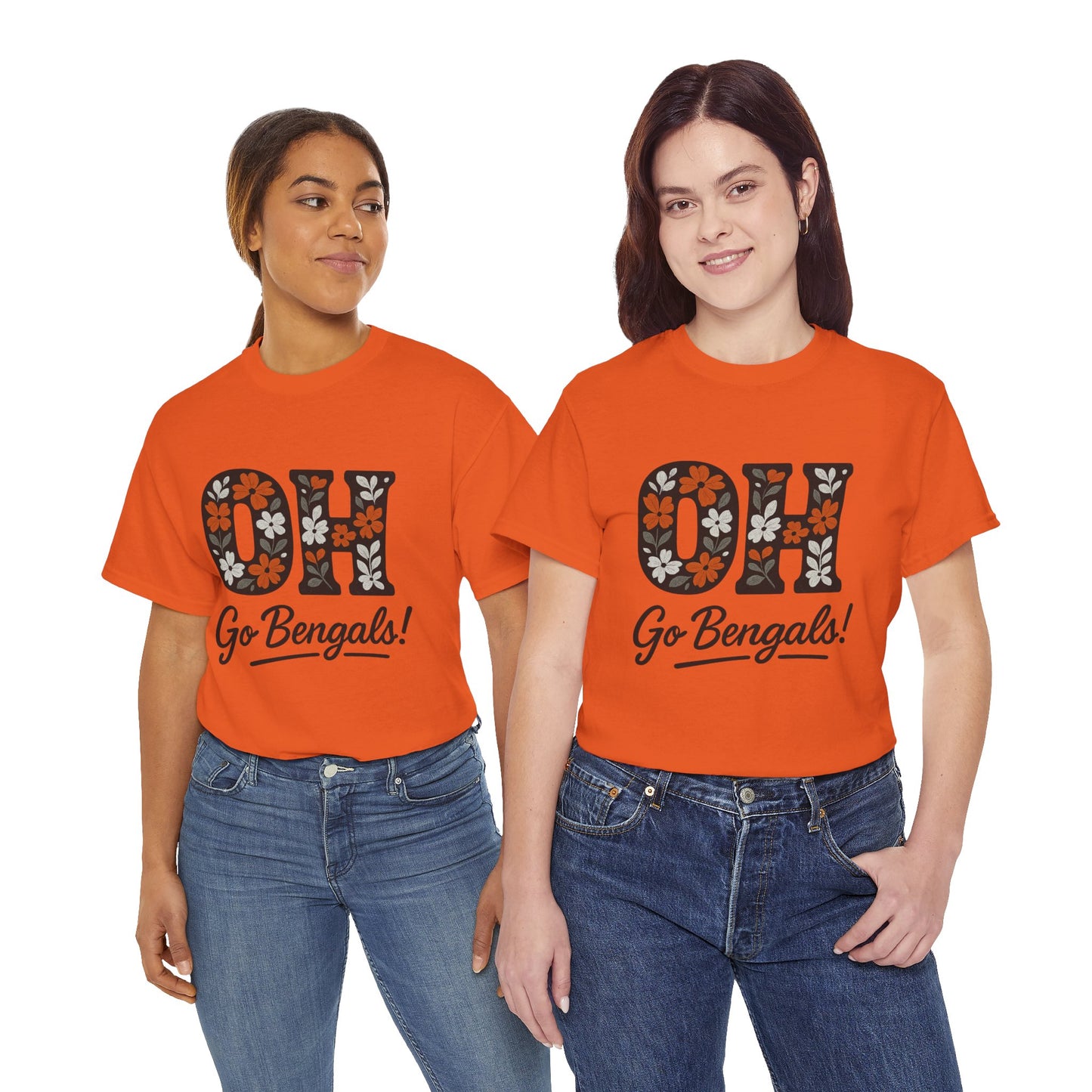 Bengals Floral Tee - Unisex Heavy Cotton