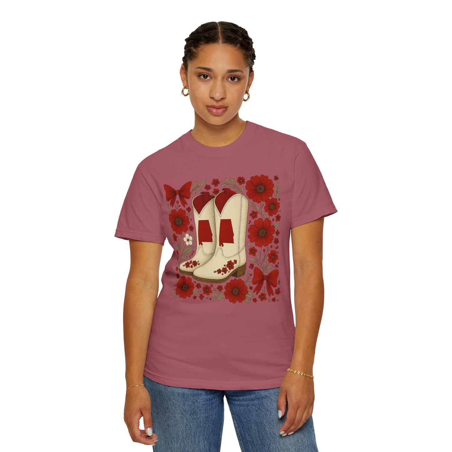 Vintage Cowboy Boots Floral Unisex T-shirt - Alabama Fan, Bama Game Day