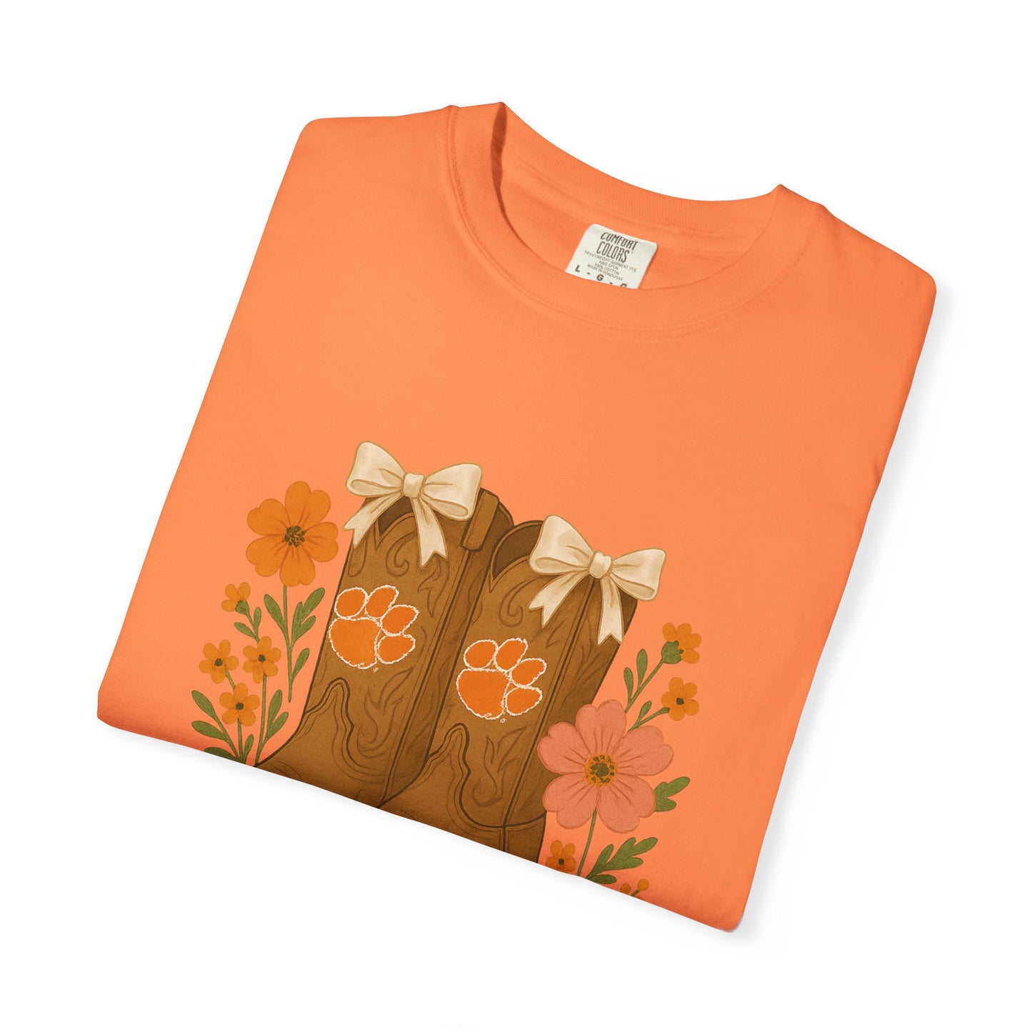 Cowgirl Boots Floral T-Shirt, Go Tigers Game Day, Comfort Colors