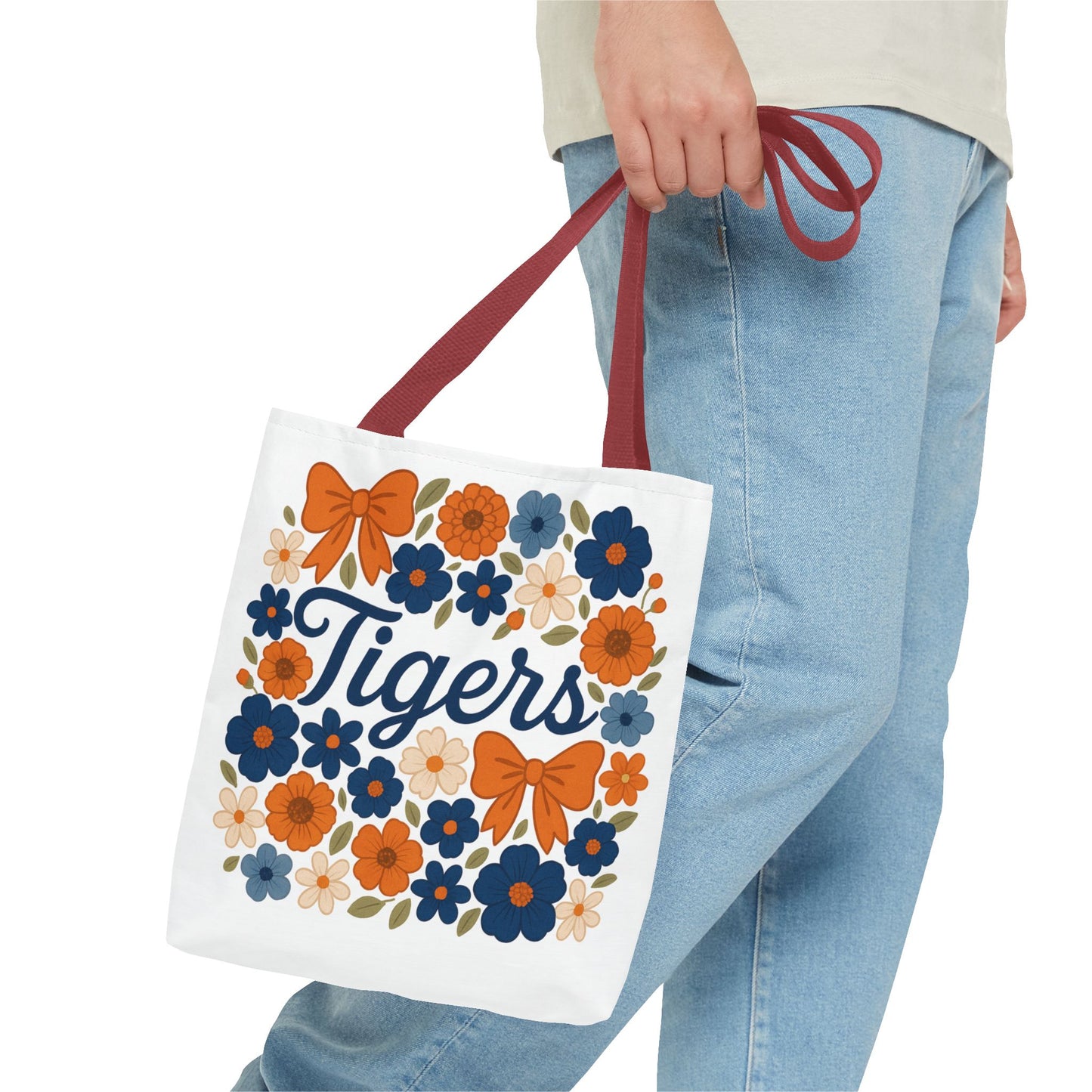 Floral Tiger Tote Bag, Cute Shopping Bag, Reusable Grocery Tote, Gift for Students, Eco-friendly Handbag, Graduation Gift, Alumni Gift