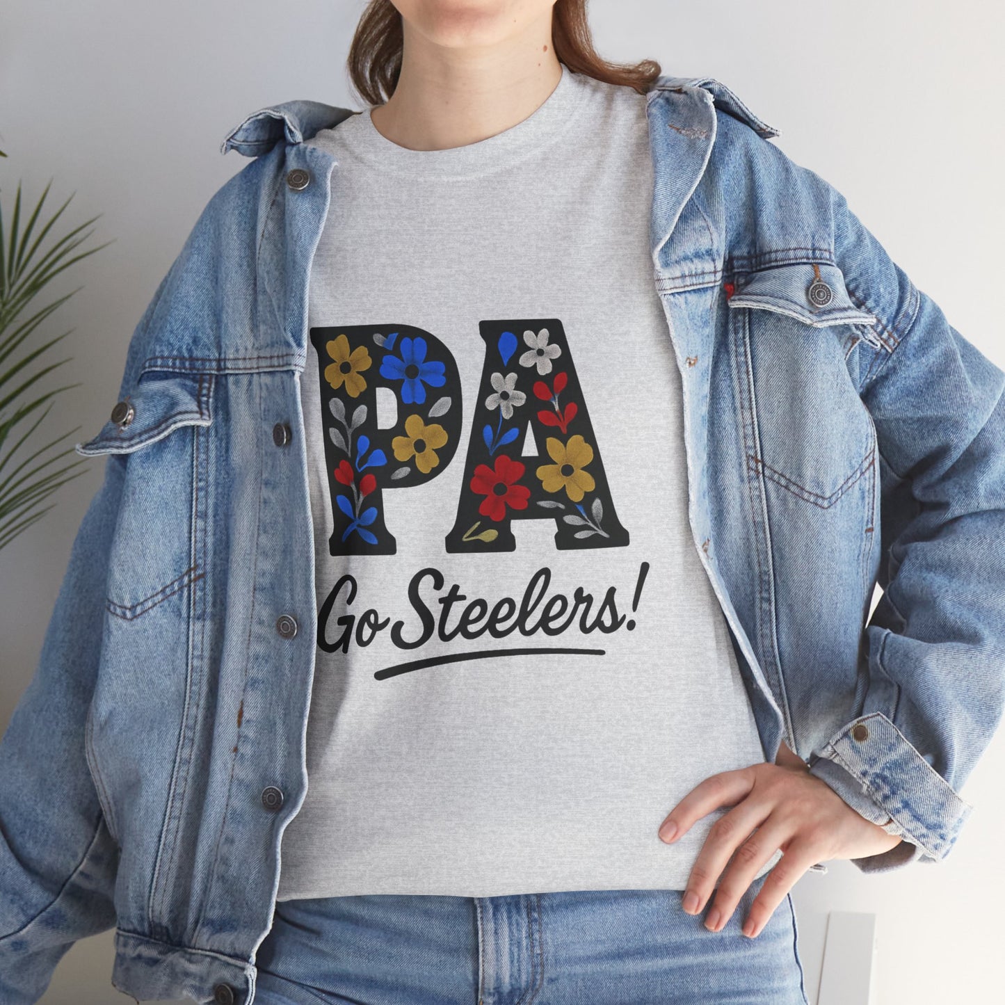 Sports Fan Tee - Floral PA Go Steelers Unisex Heavy Cotton Tee