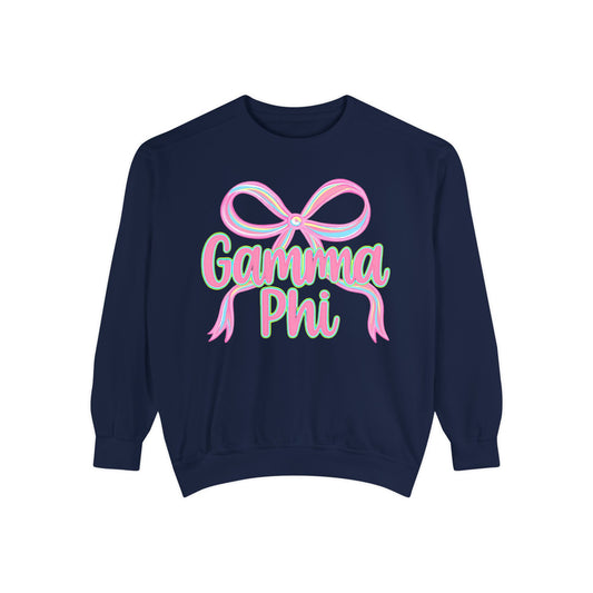 GammaPhi Garment-Dyed Sweatshirt | Cozy Sorority Sweatshirt, Unisex Apparel, Sorority Gift, Casual Wear, College Spirit Wear