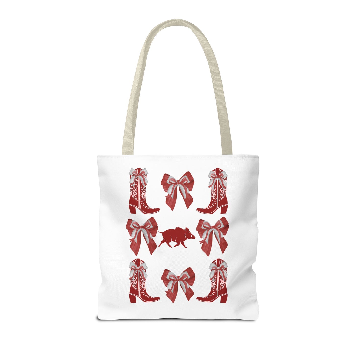 Arkansas Coquette Bow Chic Tote Bag - Stylish Carryall for Cowgirls, Woo Pig Gifts, AR Razorback Fan Gift, Arkansas Game Day Tote, Graduation Gift, Arkansas Alumni