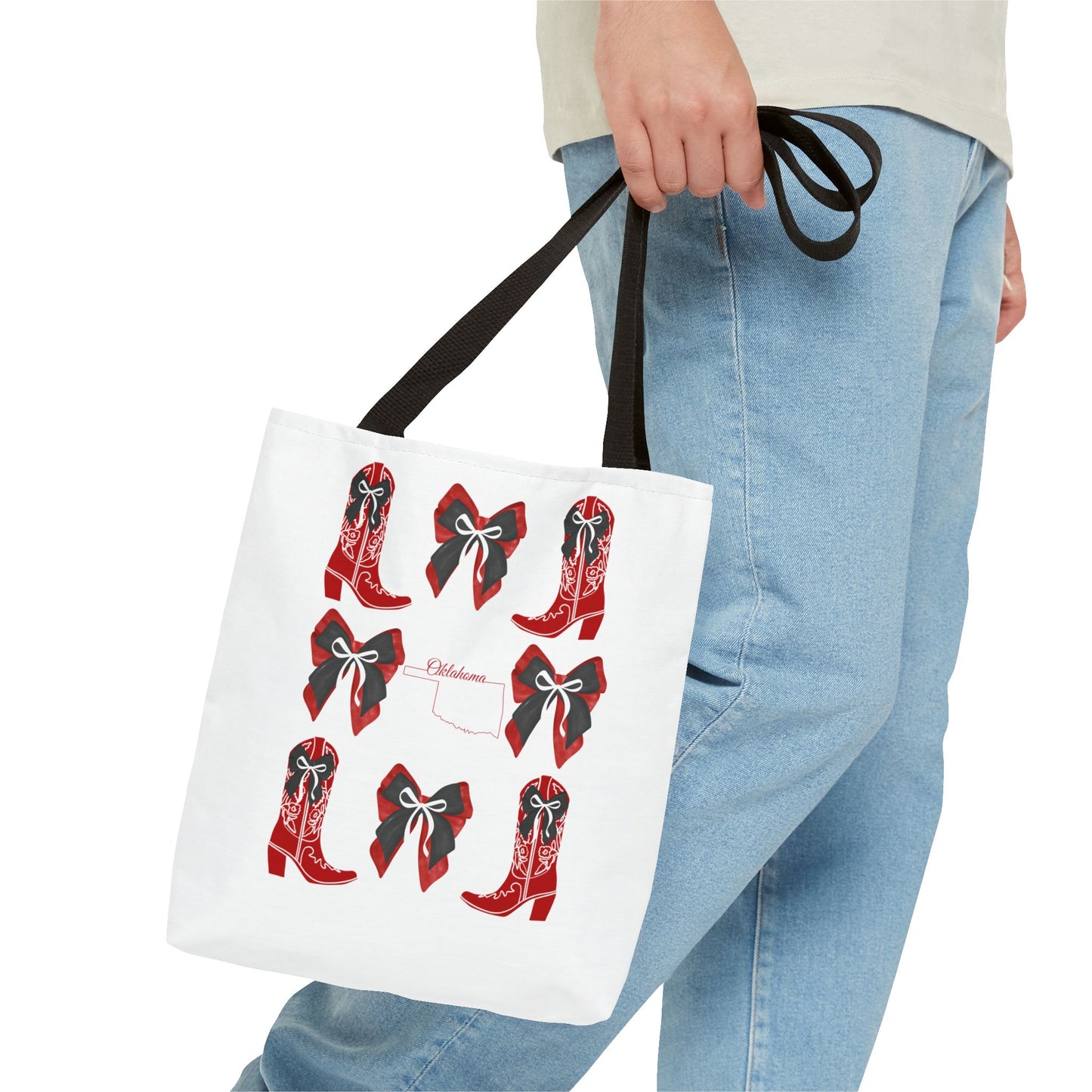 Tote Bag - Oklahoma Game Day Coquette Bow Design Fan Gift