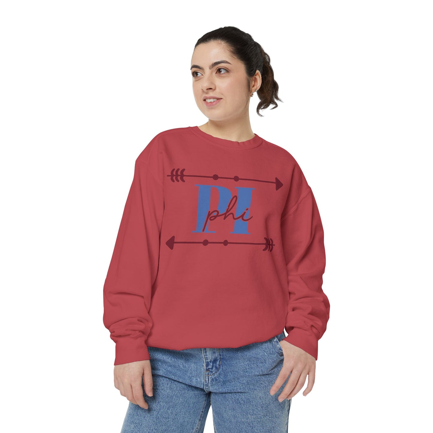 Phi Garment-Dyed Sweatshirt - Cozy Casual Unique Gift College Apparel Graduation Outfit