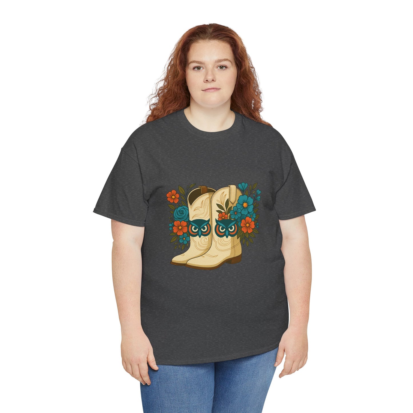 Floral Cowboy Boots Tee, Perfect for Country Music Lovers, Western Style Gift, Casual Outfit, Boho Fashion, Farmhouse Decor