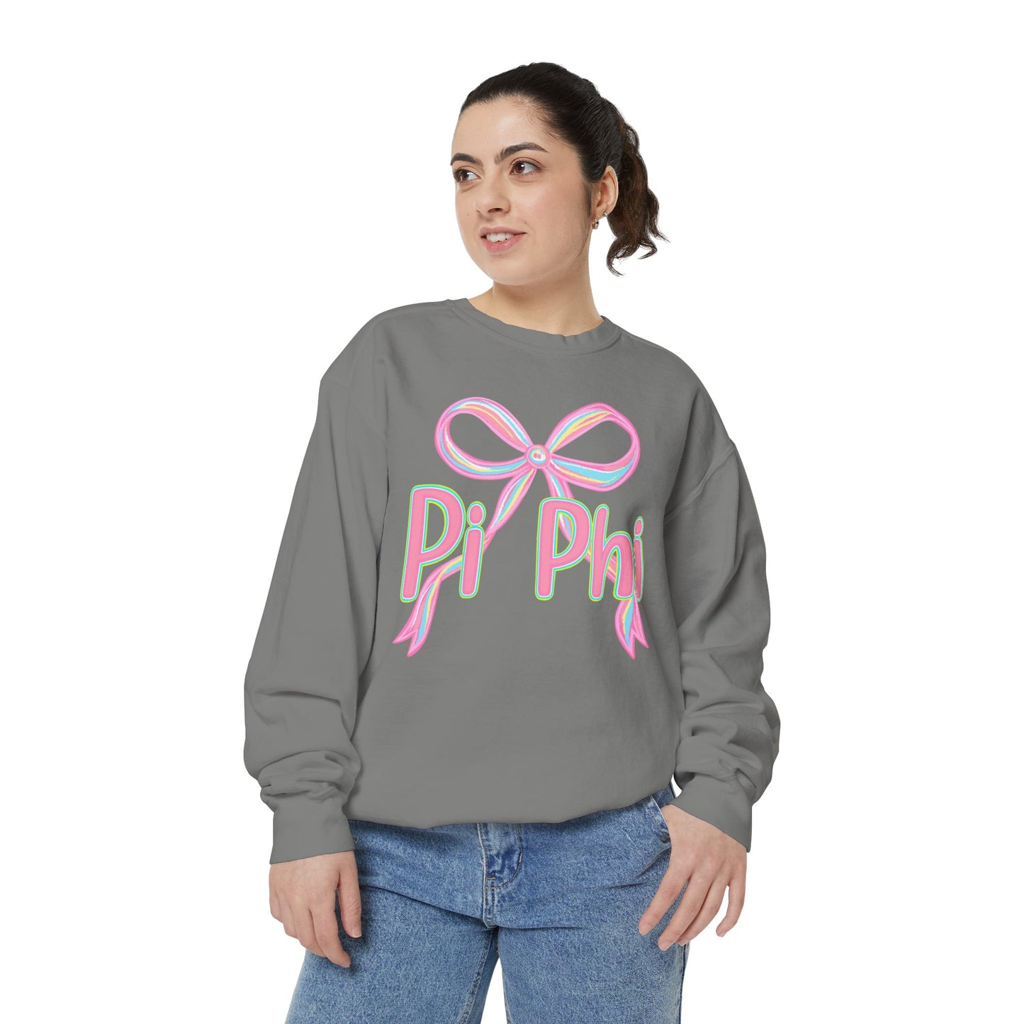 PiPhi Bow Unisex Sweatshirt, Cute Sorority Apparel, Comfortable Sweatshirt, Gift for Sorority Sisters, Soft Fashion Essentials