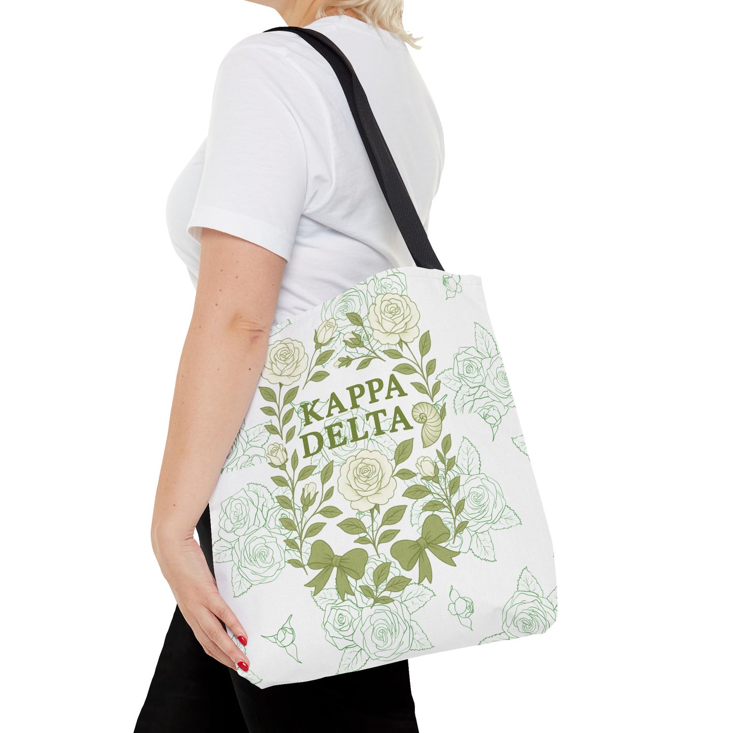 Elegant Kappa Delta Tote Bag, Floral AOP Design, Sorority Bag, Gift for Sisters, Eco-Friendly Shopping Bag