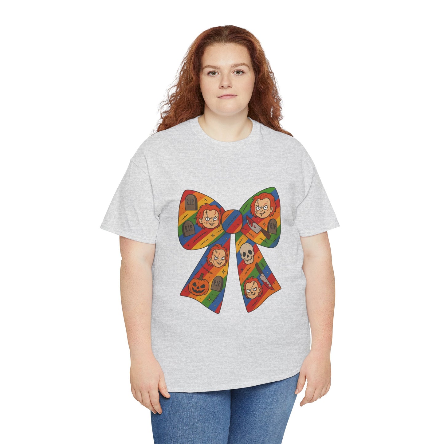 Colorful Halloween Bow Tee, Fun Costume T-Shirt, Halloween Party Shirt, Unisex Graphic Tee, Cozy Everyday Wear, Unique Gift Idea