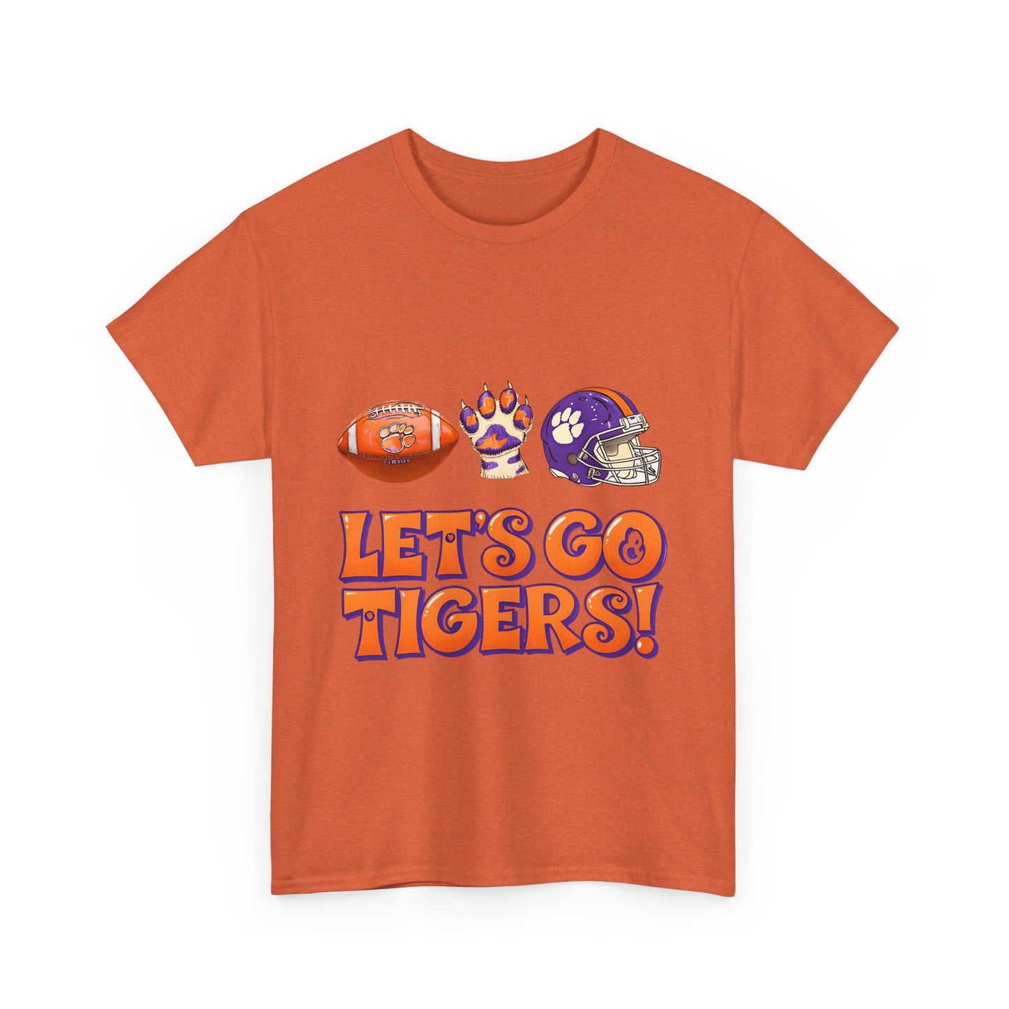 Unisex Heavy Cotton Tee - Let's Go Tigers! Sports Fan Tee, Game Day Shirt, Tailgate Apparel, Team Pride Top, College Football Gear