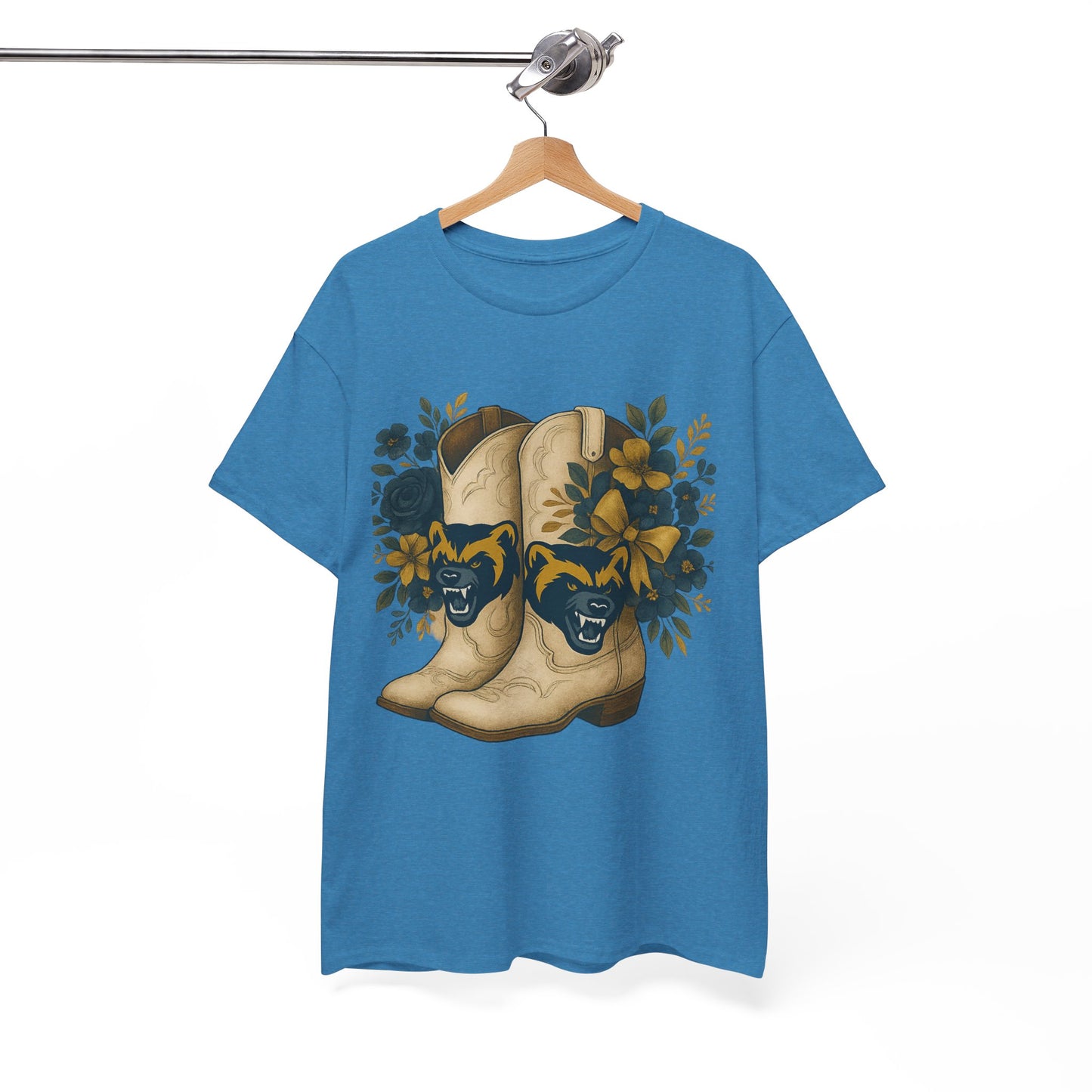 Graphic Tee - Michigan Wolverines Maize and Blue Country Chic Floral Cowboy Boots Vintage Style Shirt
