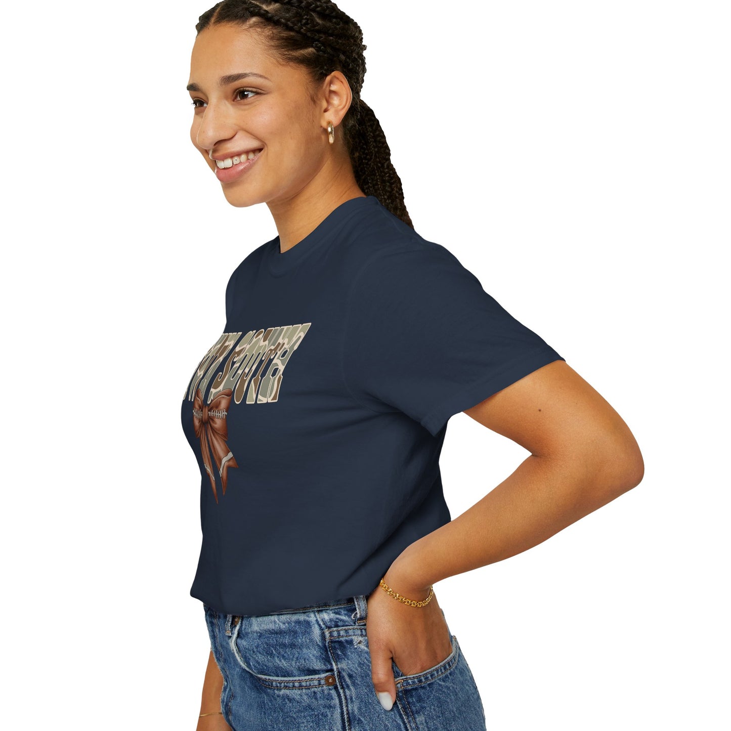 Camo Bow Graphic Tee - Trendy Apparel for Casual Outings and Birthdays