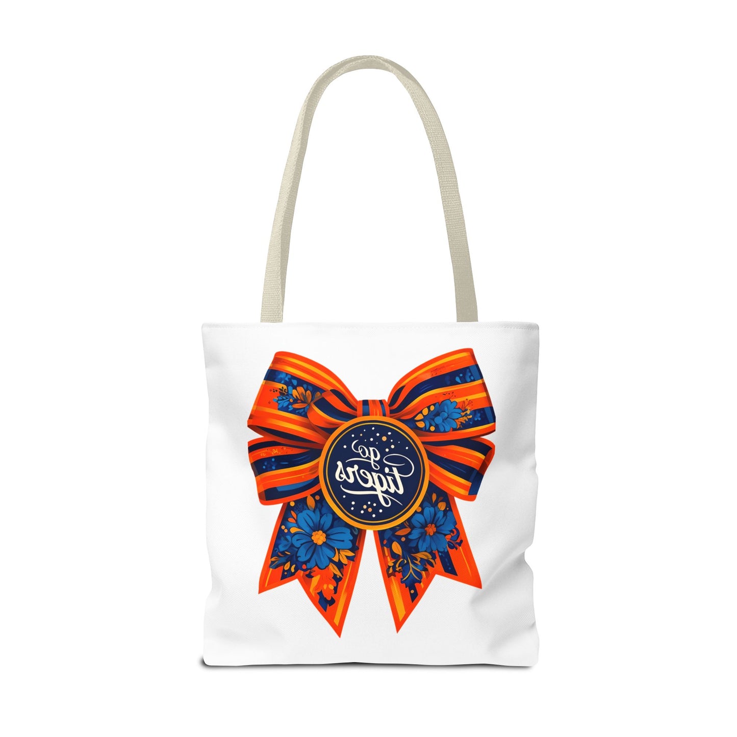 Cheerful Floral Tote Bag - Go Tigers, Sports Fan Gift, Custom Tote, Floral Design, Game Day Bag, Personalized Shopping Bag