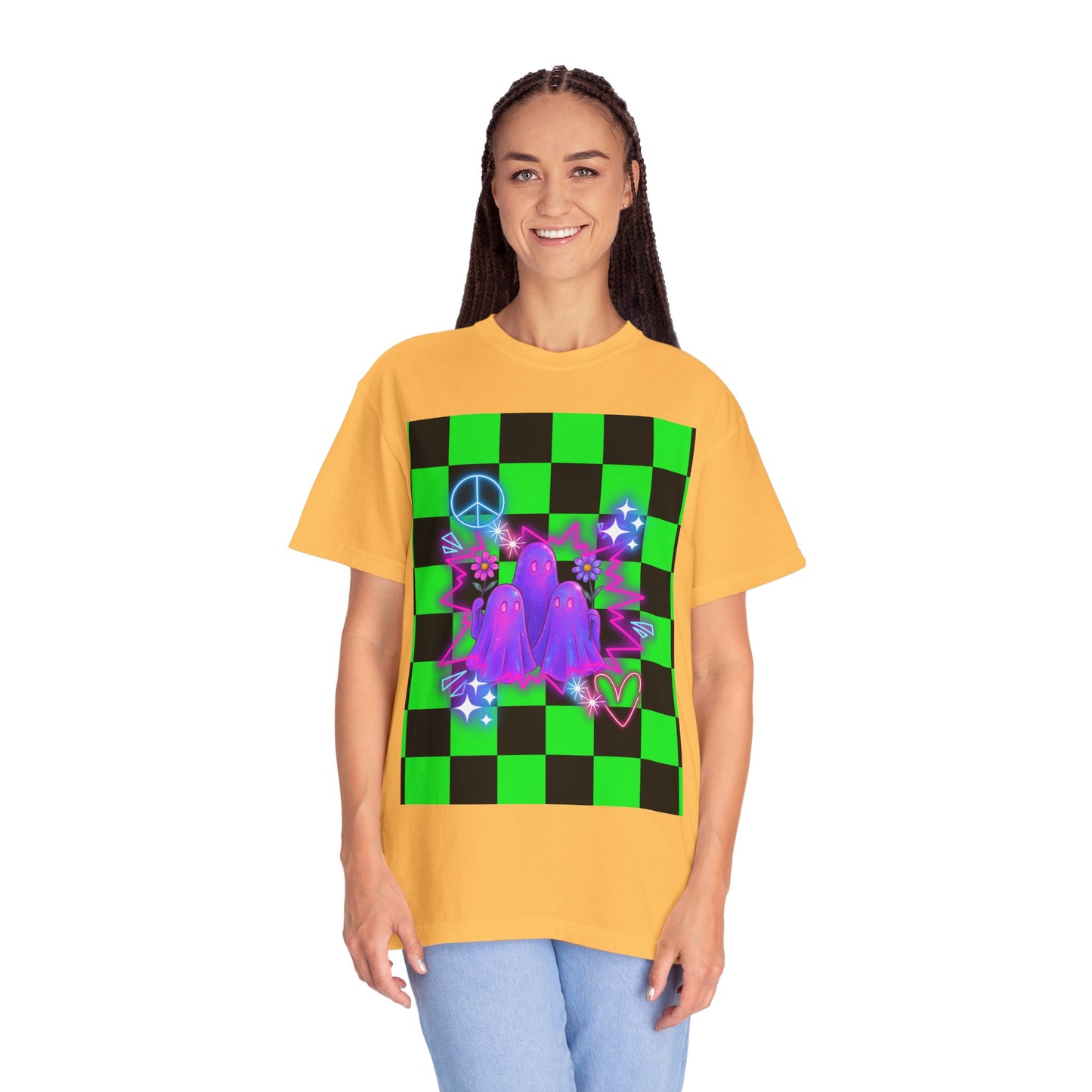 Vibrant Ghost Graphic Tee, Unisex T-shirt, Retro Vibe Shirt, Perfect for Halloween, Party Wear, Casual Style, Unique Gift