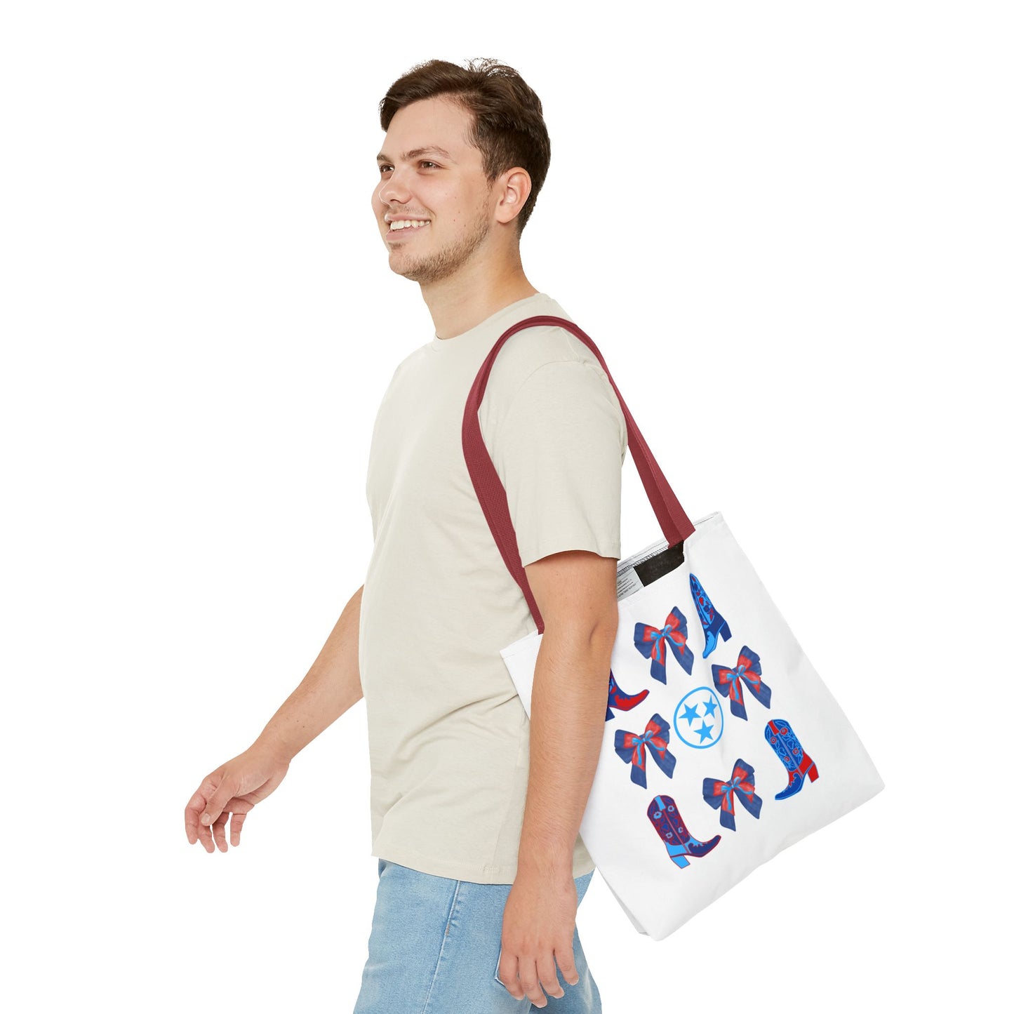 Tote Bag - Tennessee Titans Coquette Bow Design - Titan Up NFL Game Day Gift Nashville TN