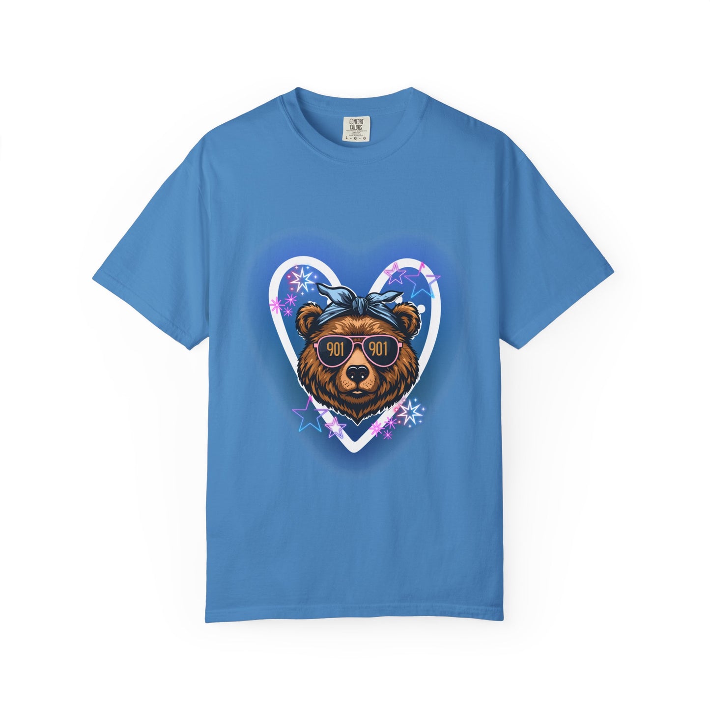Neon Memphis Bear Graphic T-Shirt, Unisex Fashion Tee, Trendy Apparel, Memphis Grizz, 901 Memphis, Retro Design, Comfort Colors, Memphis Basketball Fan