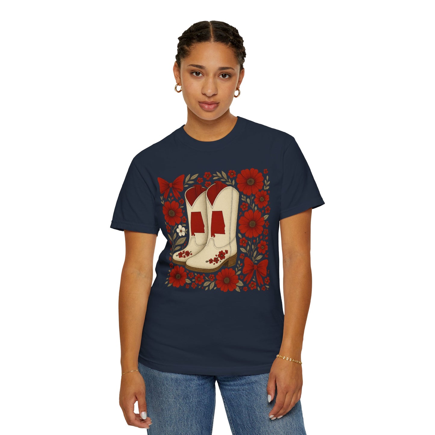 Vintage Cowboy Boots Floral Unisex T-shirt - Alabama Fan, Bama Game Day
