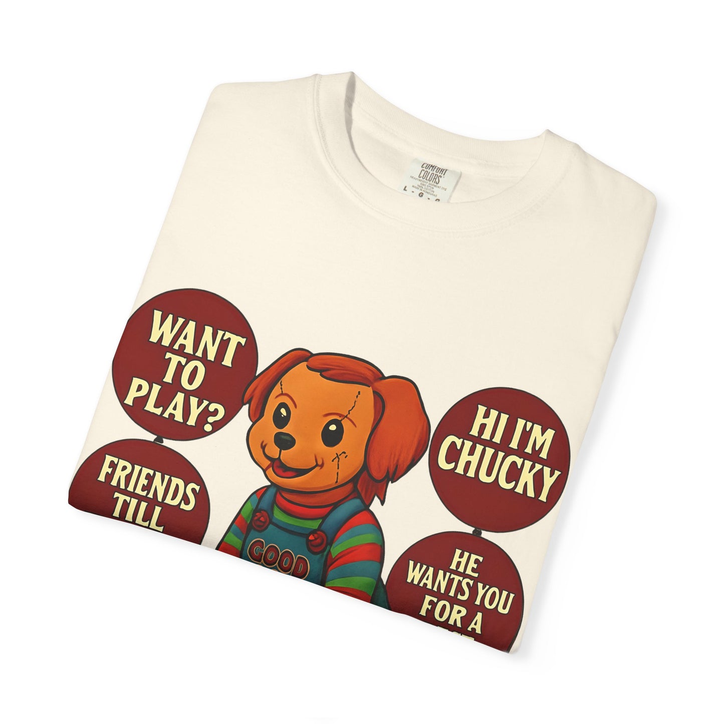 Spooky Graphic T-shirt, Halloween Costume Top, Unisex Tee, Funny Chucky Shirt, Gift for Horror Fans, Cute Spooky Apparel